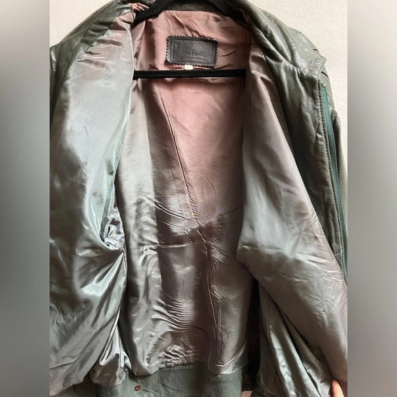 Vintage Oscar Leopold emerald green oversized soft leather full zip jacket Sz L - Picture 10 of 13
